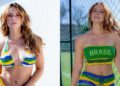 Paolla Oliveira posa de biquíni do Brasil: 'No clima da Copa'